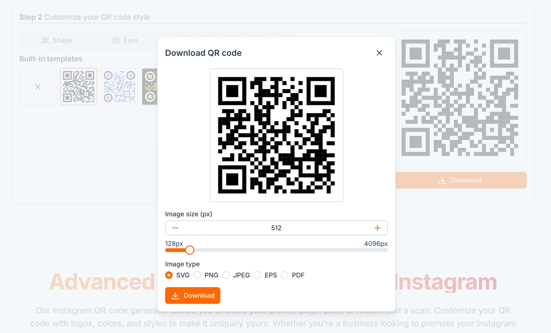 Download black and white Instagram QR code