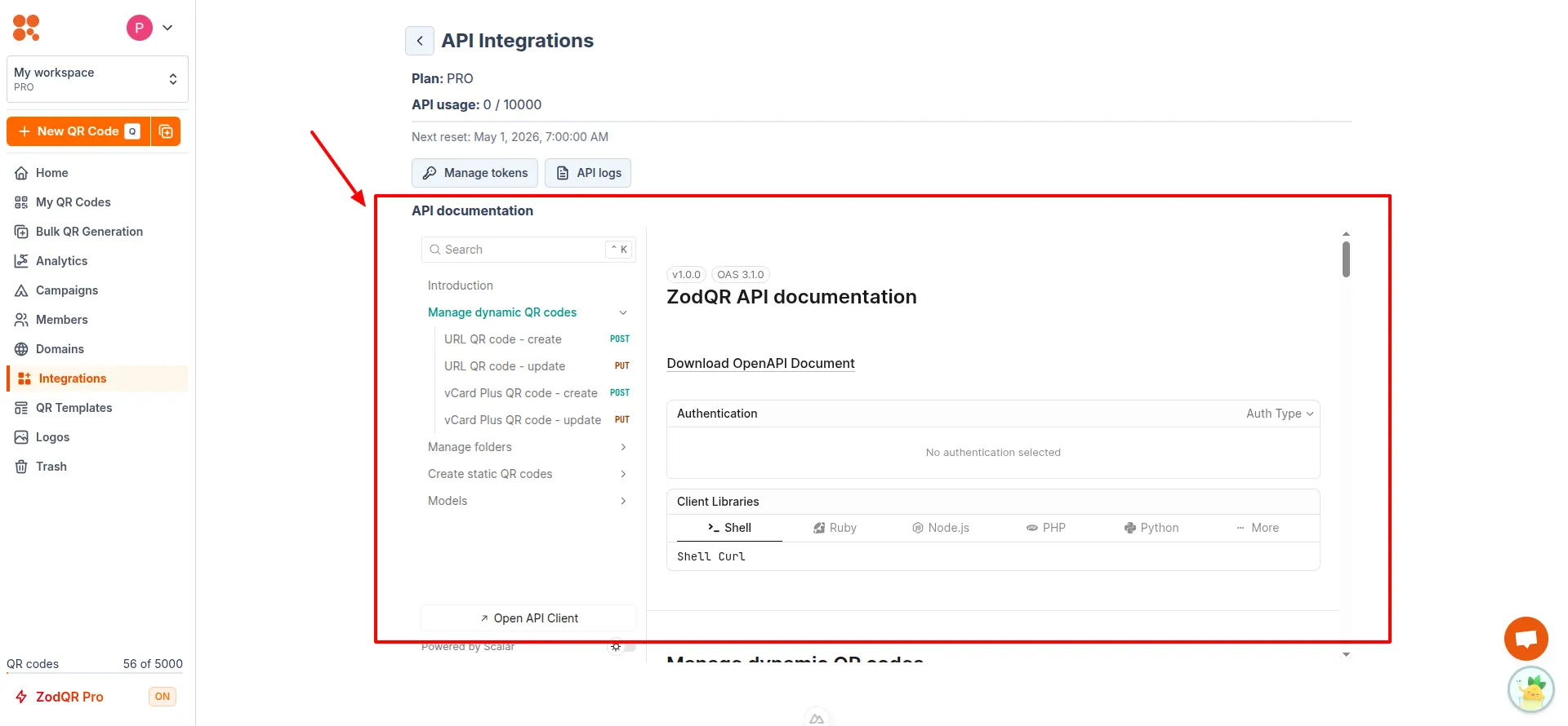 API docs