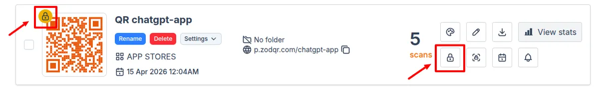 Click QR password button