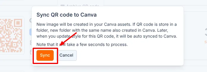 Confirm sync to Canva