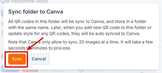 Confirm sync folder to Canva