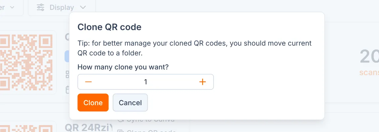 Enter number of clones