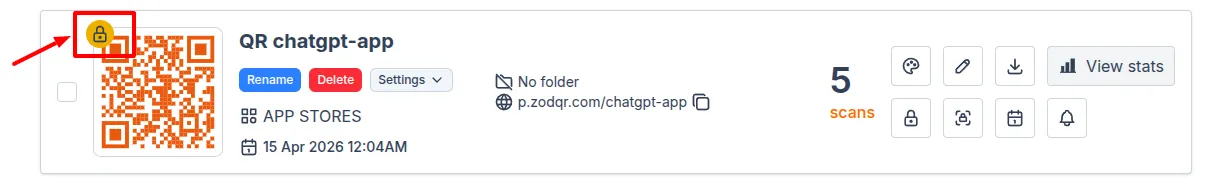 QR code with password protection enabled