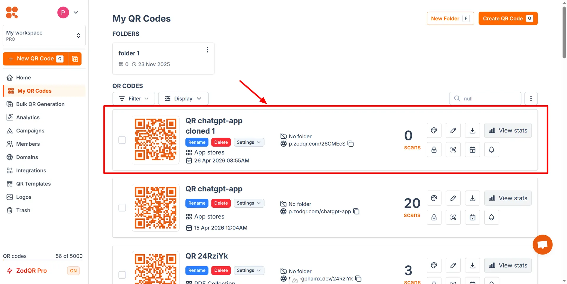 Cloned QR codes