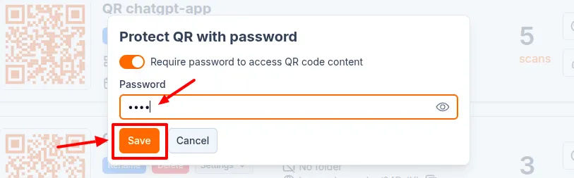 Set QR password