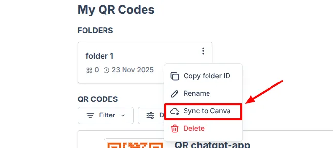 Folder Sync to Canva button